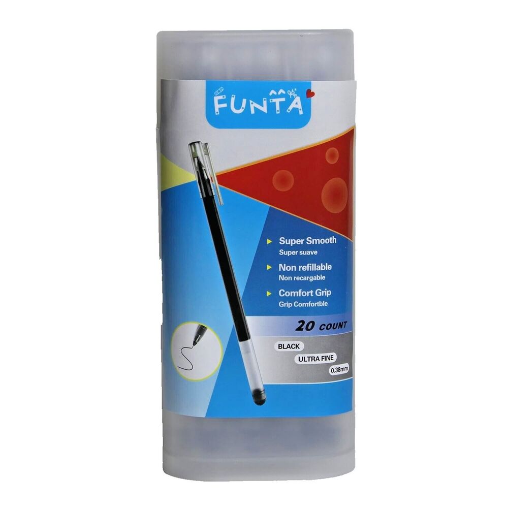 Gel Ink Ballpoint Pen Set 0.38mm, Black Ink, 20 Count